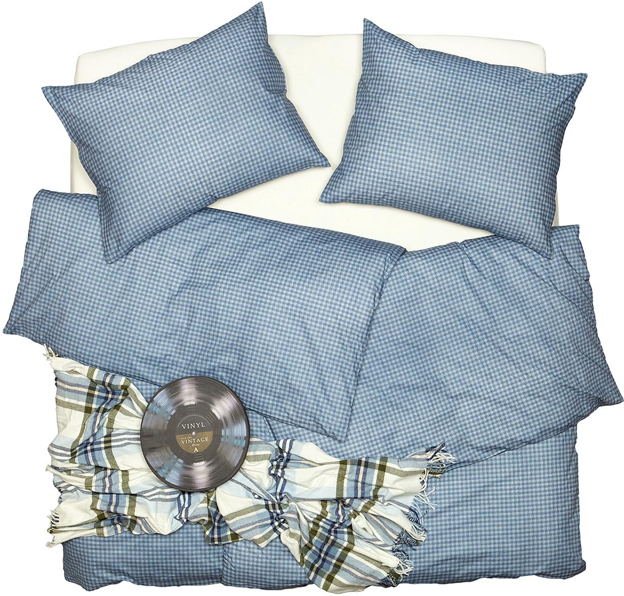 SCANquilt povlečení KLASIK kostička modrá 140 × 220/70 × 90 cm