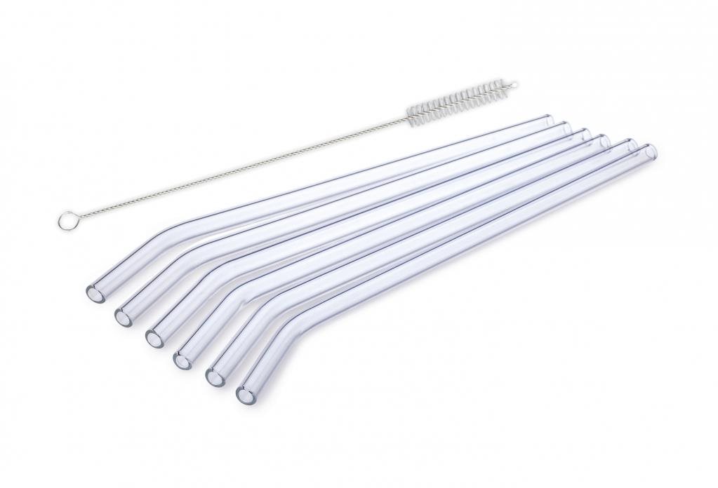 SIMAX Skleněné brčko zahnuté 23 cm 6 ks + kartáček EXCLUSIVE