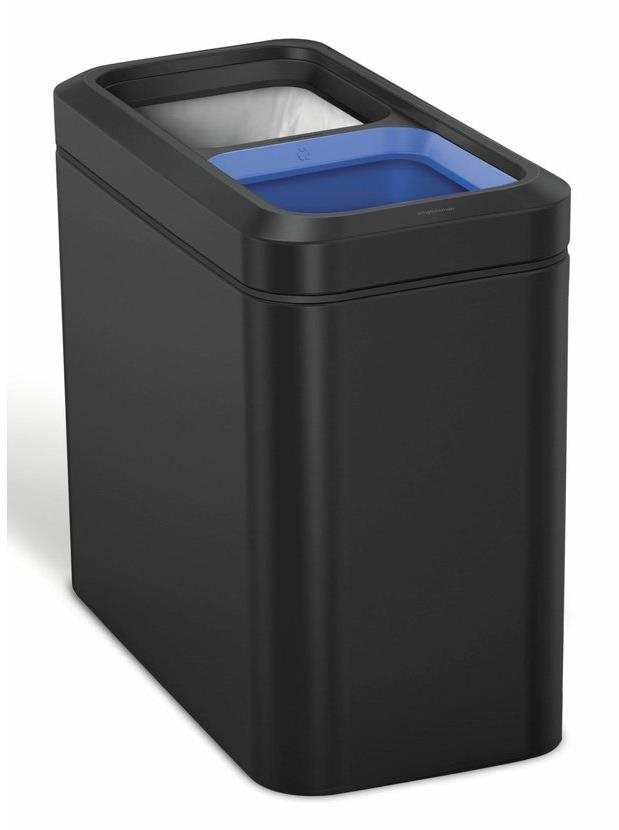 Simplehuman odpadkový koš na tříděný odpad 10/10 l, otevřený, matná černá ocel