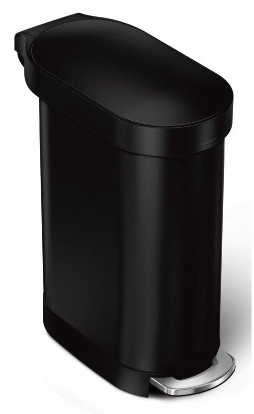 Simplehuman úzký pedálový odpadkový koš Slim – 45 l, matná černá ocel
