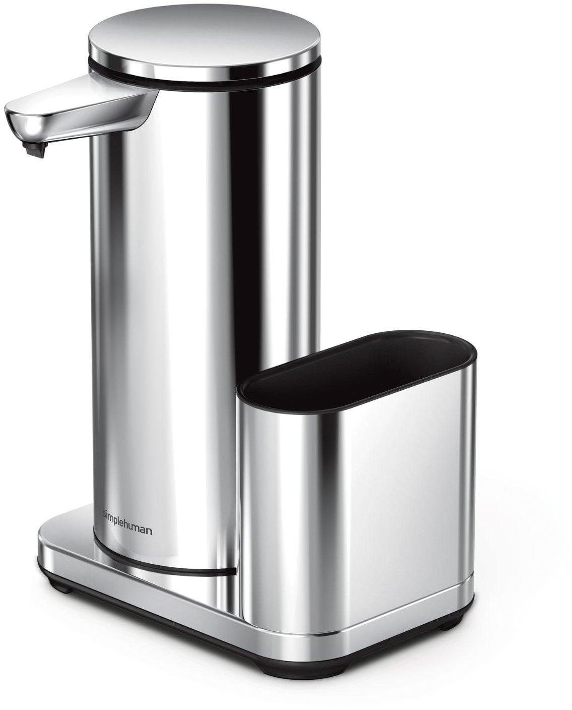 Simplehuman bezdotykový dobíjecí dávkovač mýdla 414 ml + držák houbičky, lesklá nerez