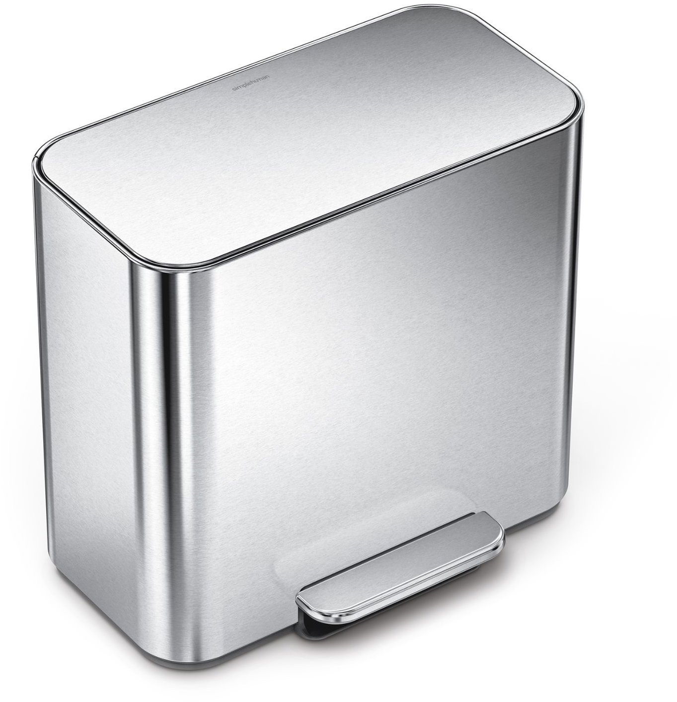 Simplehuman Dual Mini pedálový odpadkový koš na tříděný odpad 15 l, nerezová ocel