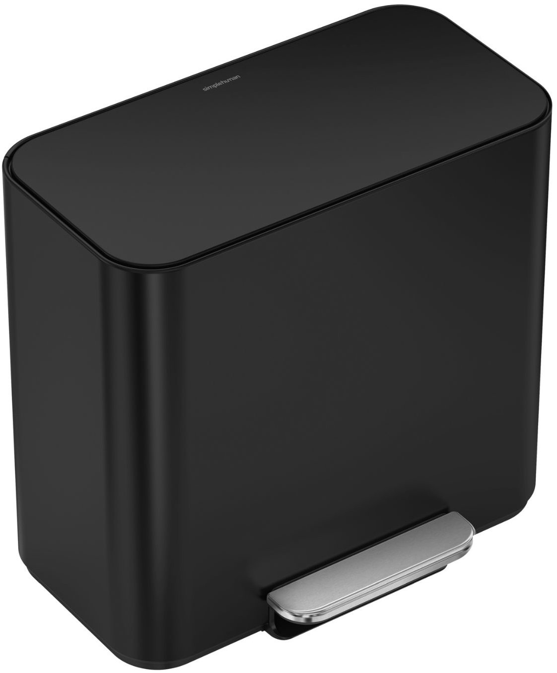 Simplehuman Dual Mini pedálový odpadkový koš na tříděný odpad 15 l, matná černá ocel