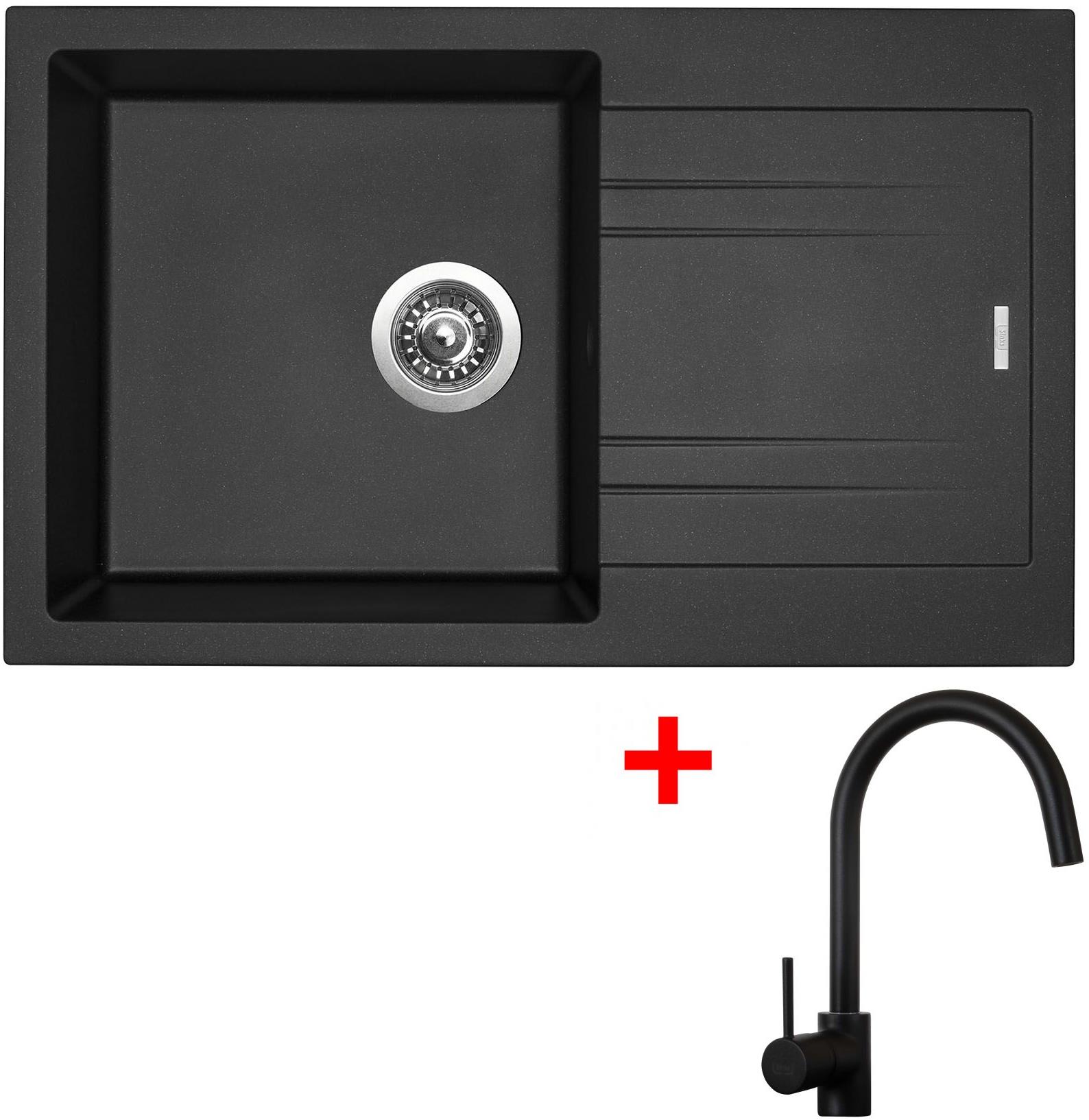 Sinks Linea 780 Metalblack + Vitalia, černá, matná