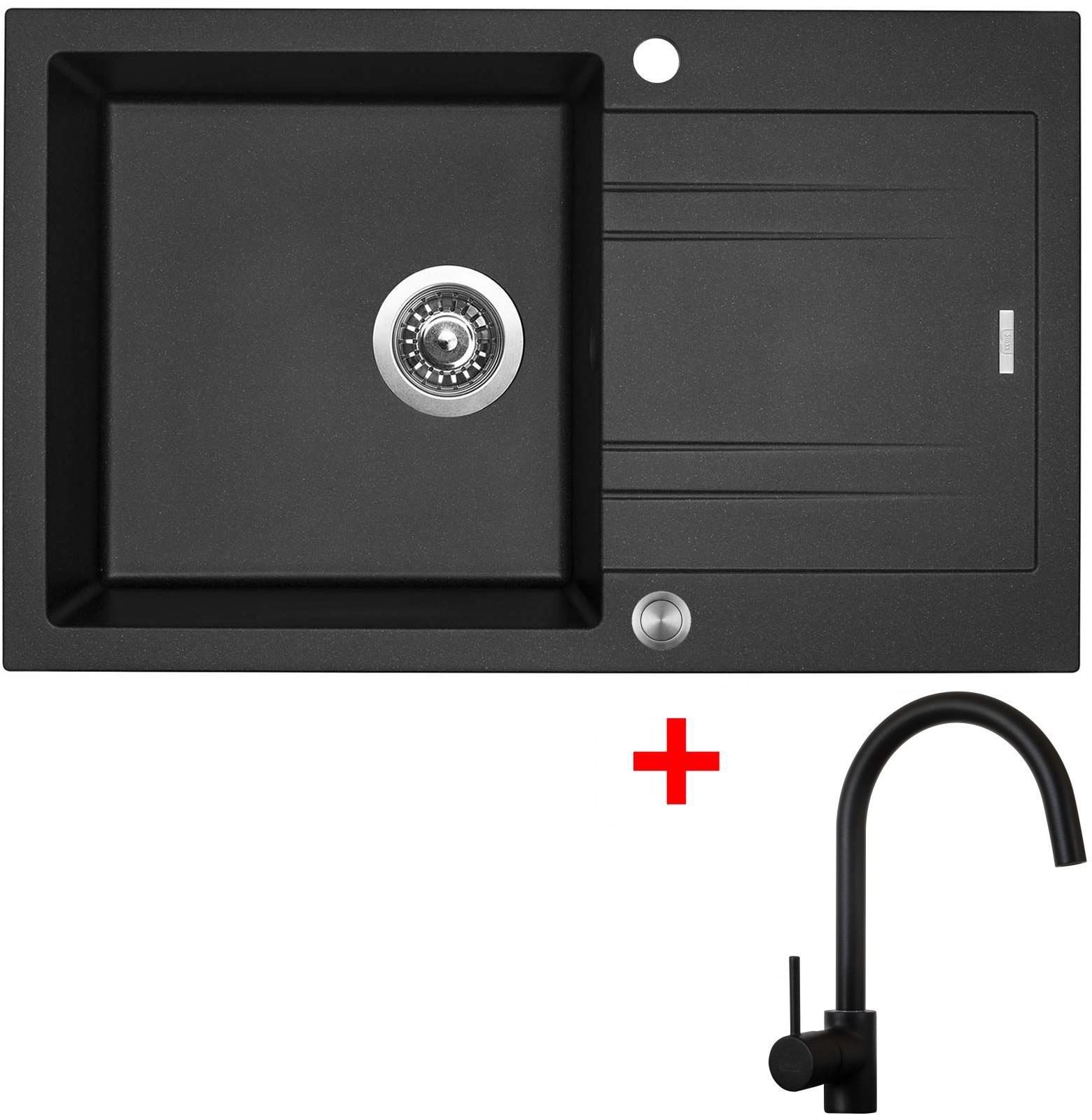 Sinks Linea 780 XC Metalblack + Vitalia, černá, matná
