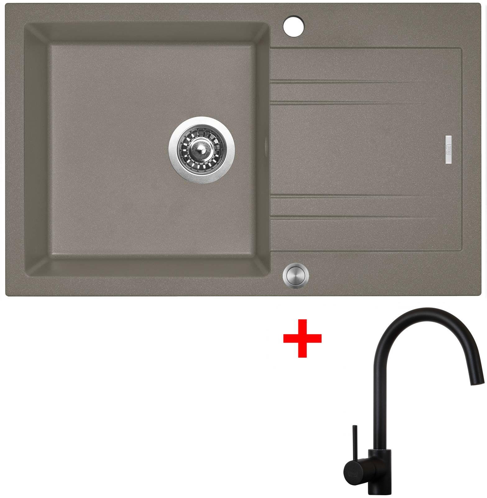 Sinks Linea 780 XC Truffle + Vitalia, černá, matná