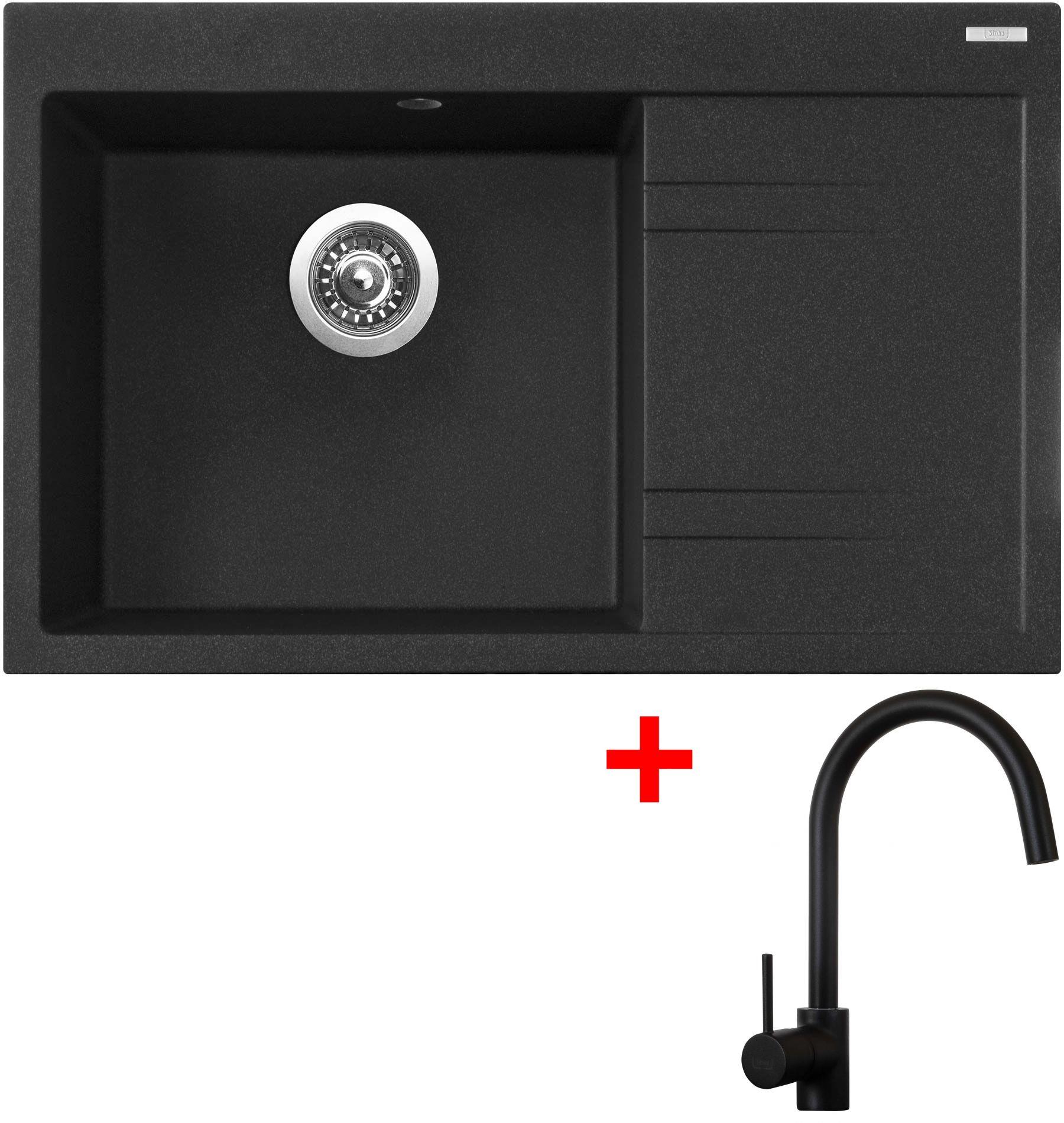 Sinks Rim 780 L Granblack + Vitalia, černá, matná