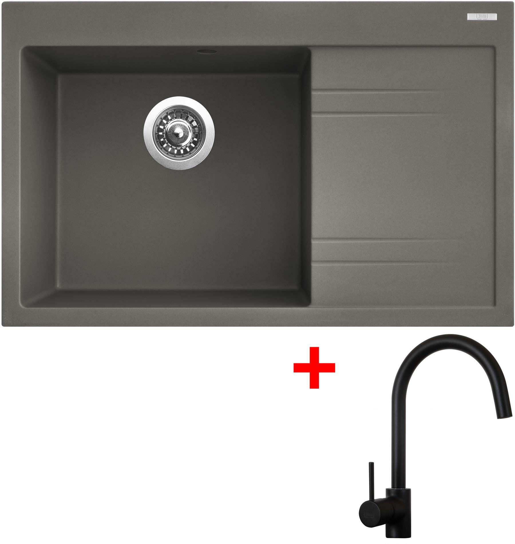 Sinks Rim 780 L Truffle + Vitalia, černá, matná