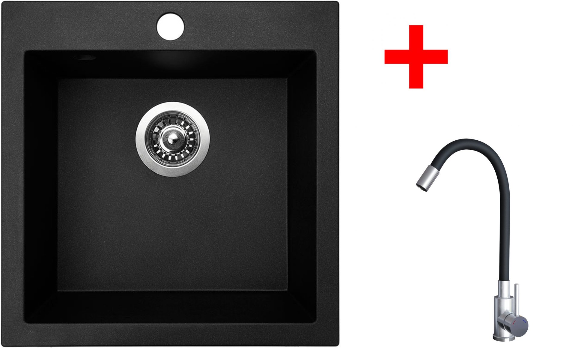 Sinks Viva 455 Granblack + Elasta nerez/černý