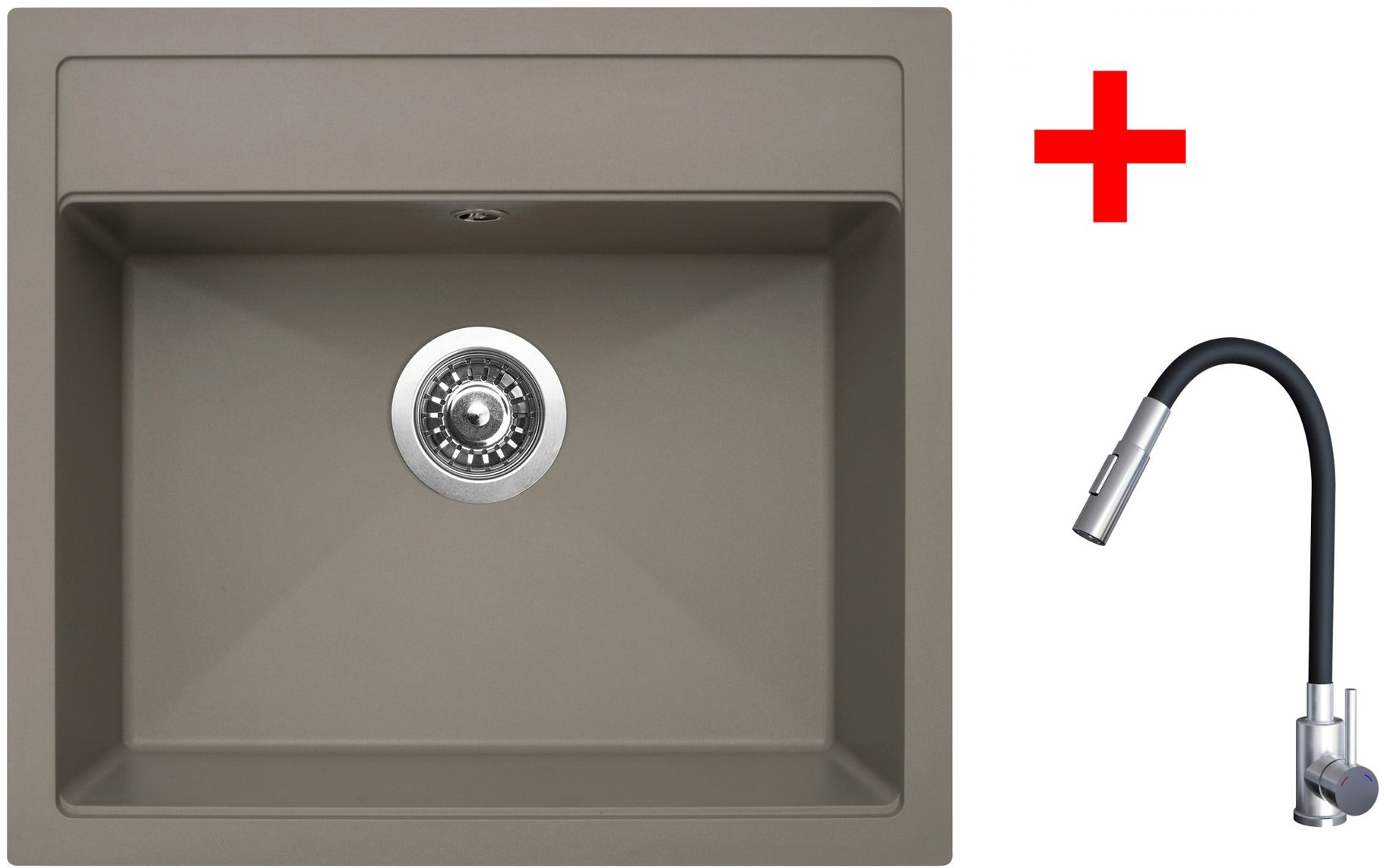 Sinks Solo 560 Truffle + Elasta S nerez/černý