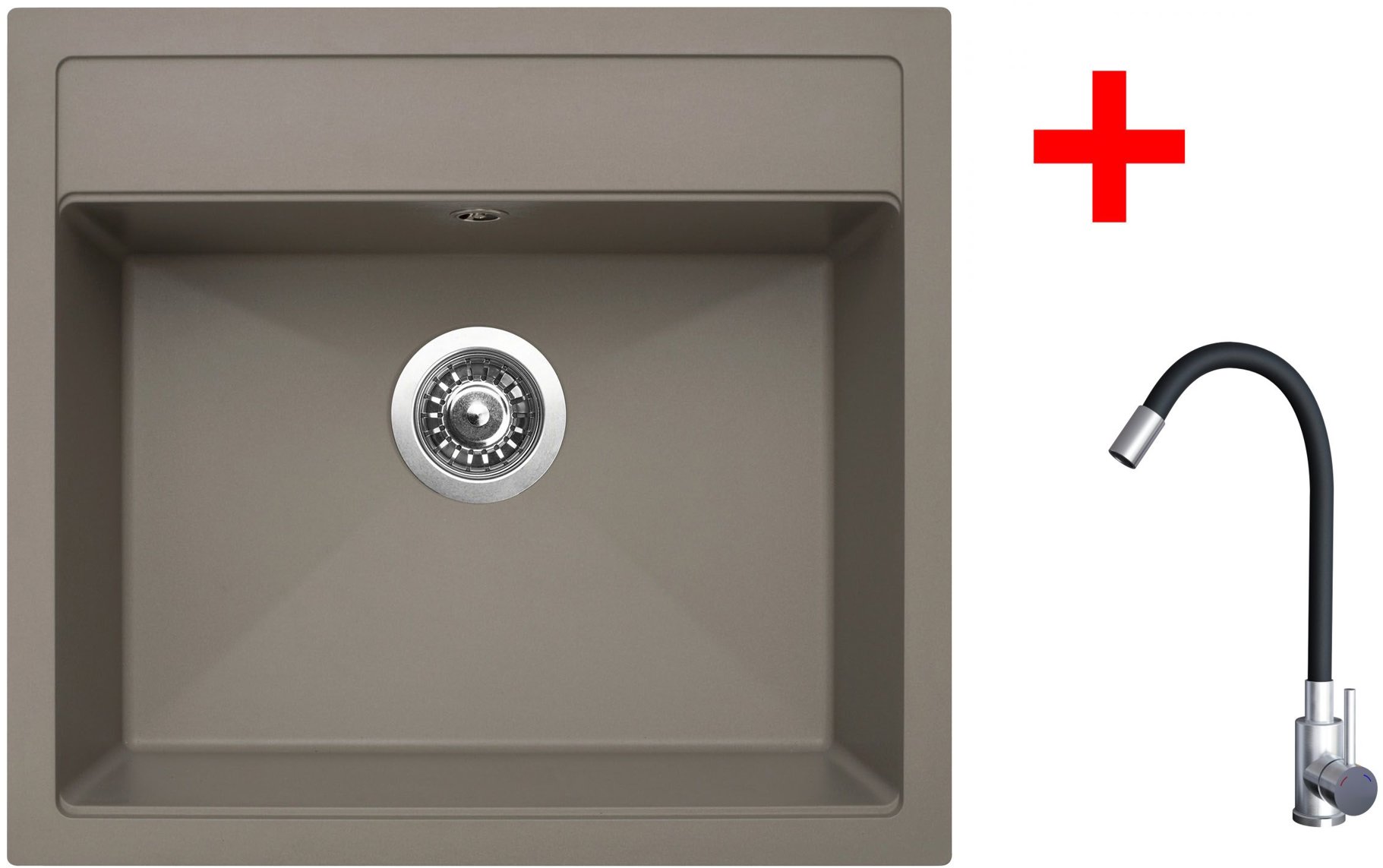 Sinks SOLO 560 Truffle + Elasta nerez/černá