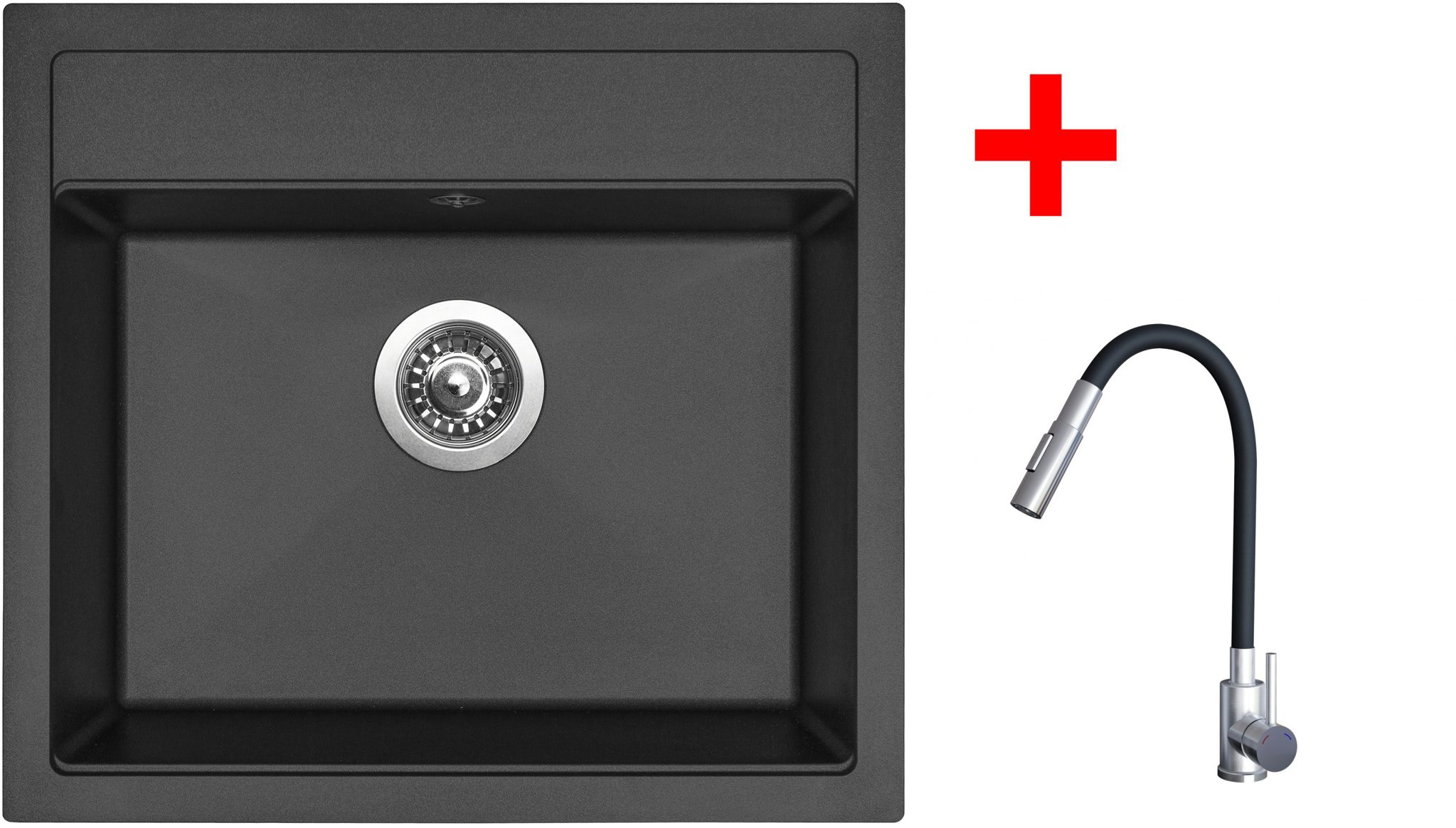 Sinks Solo 560 Pureblack + Elasta S nerez/černý