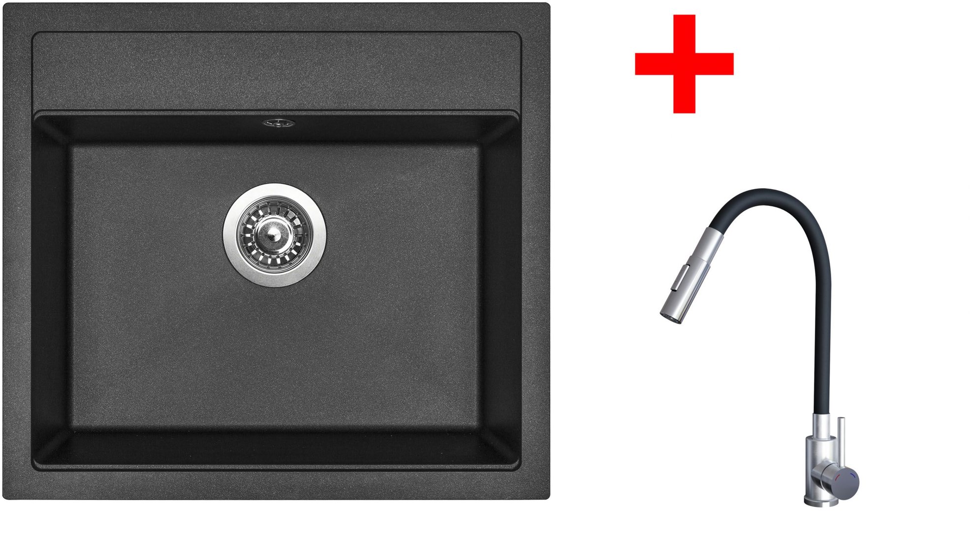 Sinks Solo 560 Metalblack + Elasta S nerez/černý