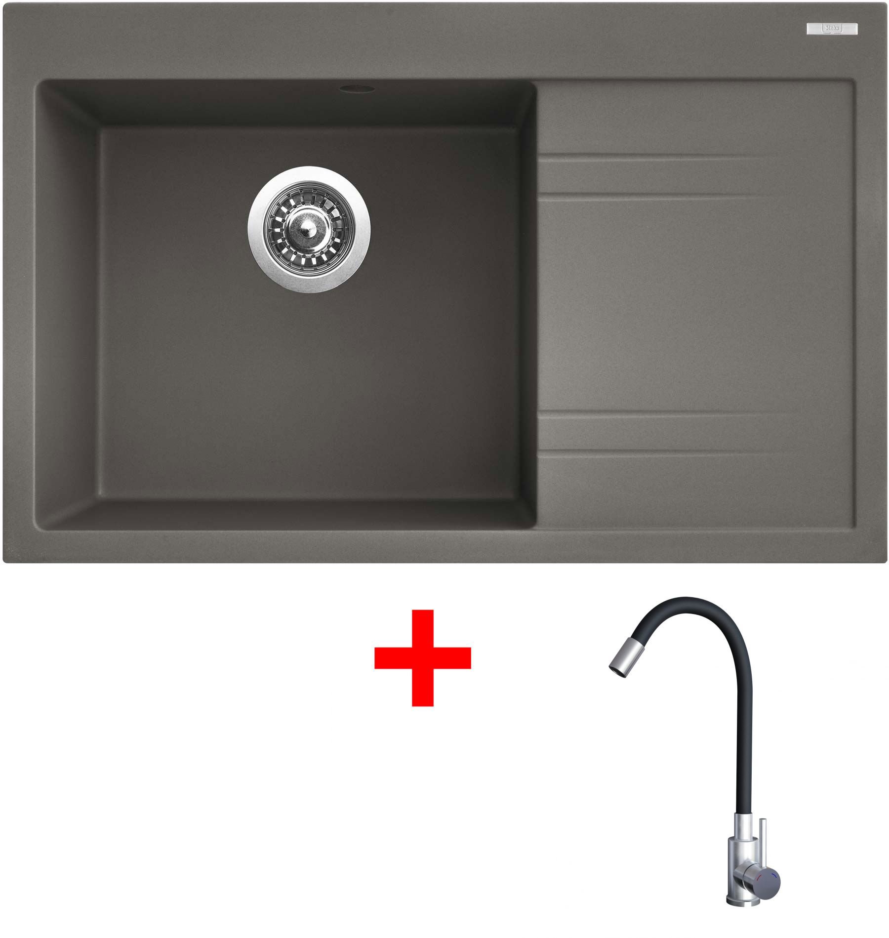 Sinks Rim 780 L Truffle + Elasta nerez/černý