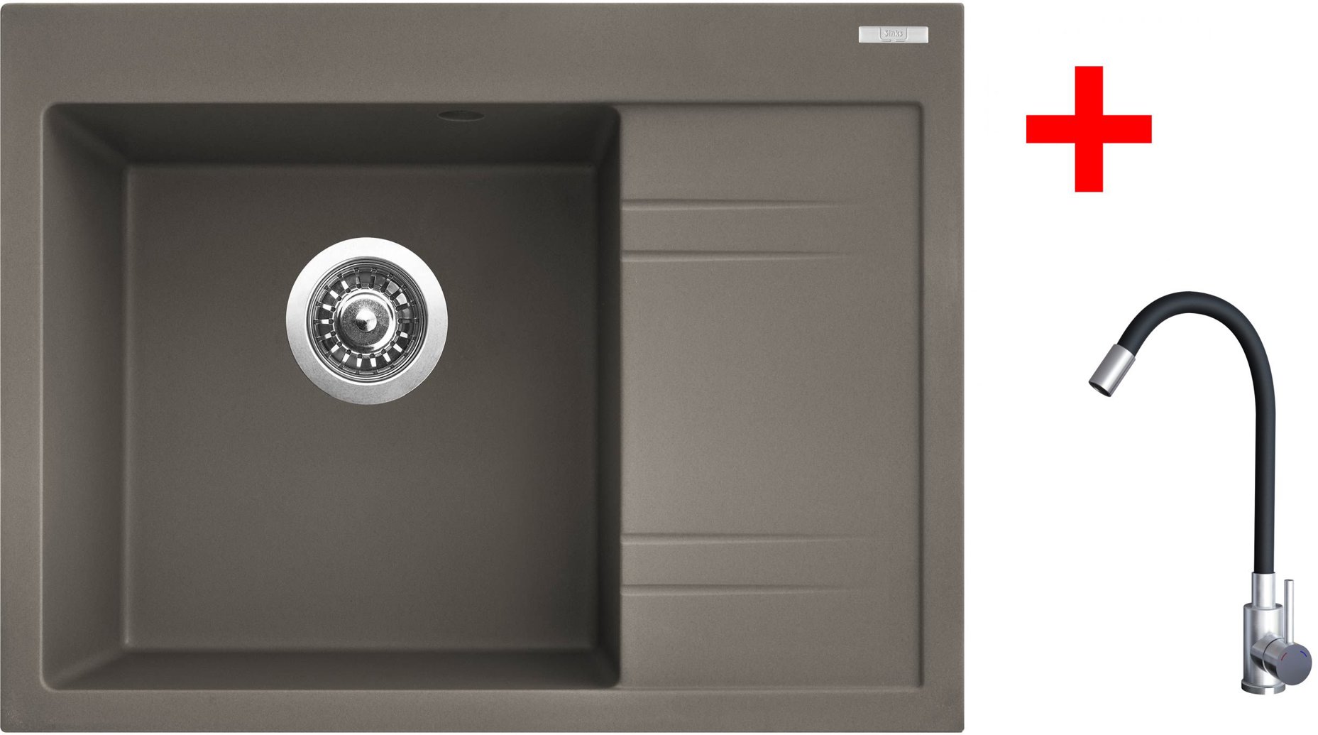 Sinks Rim 650 L Truffle + Elasta nerez/černý