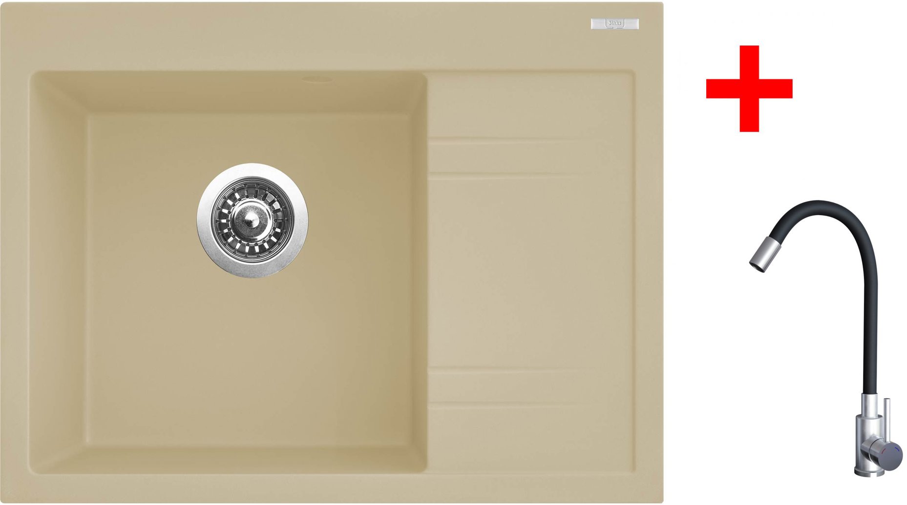 Sinks RIM 650 L Sahara + Elasta nerez/černá