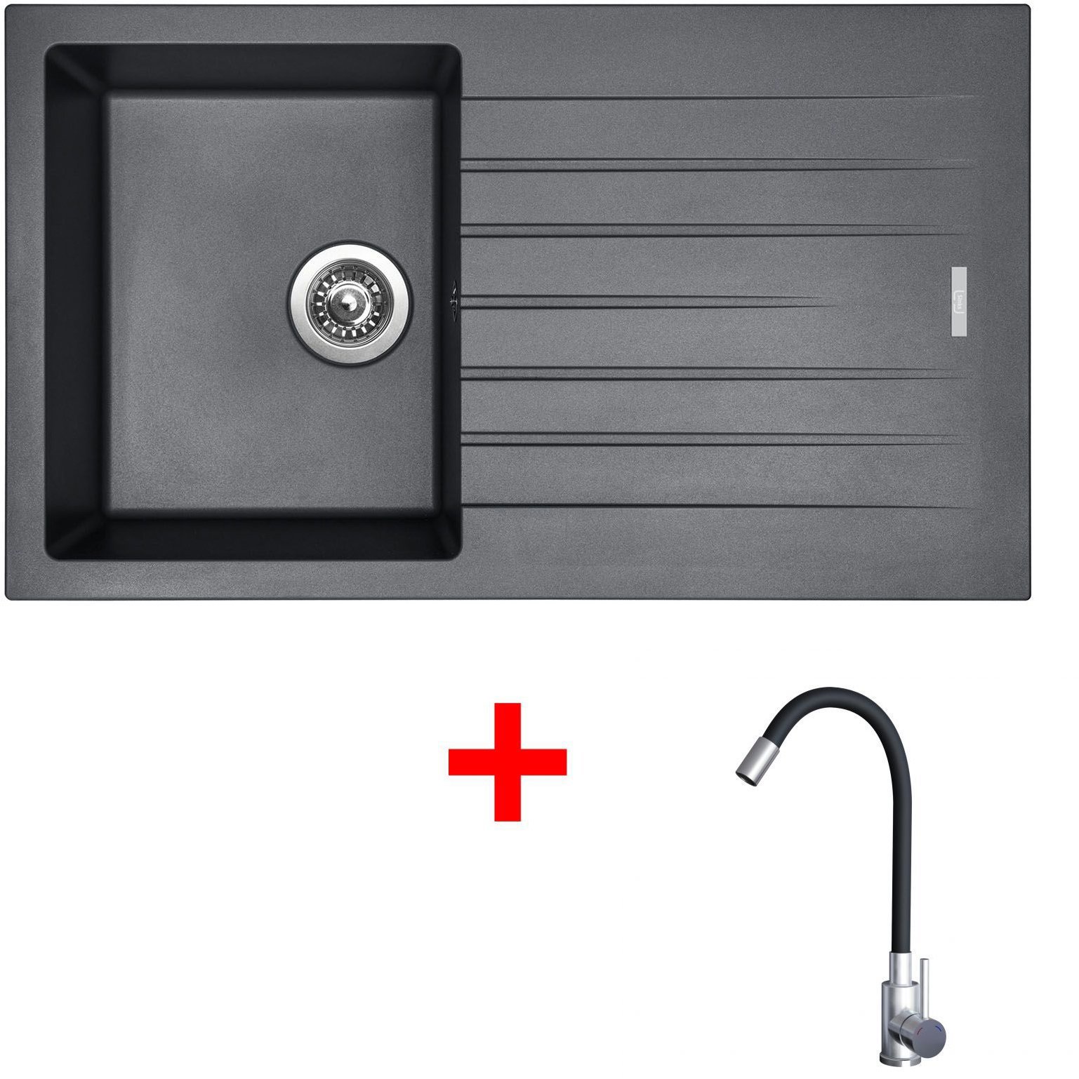 Sinks PERFECTO 860 Titanium + Elasta nerez/černá
