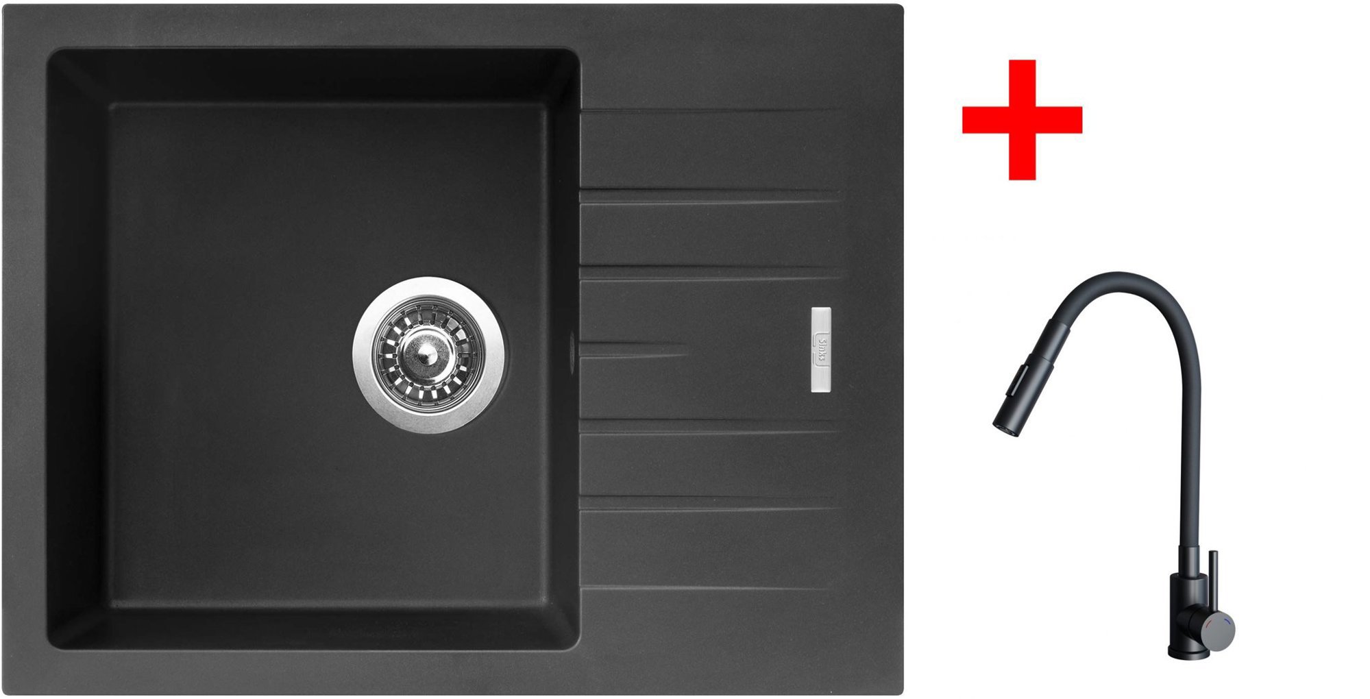Sinks Perfecto 650 Pureblack + Elasta S černý matný