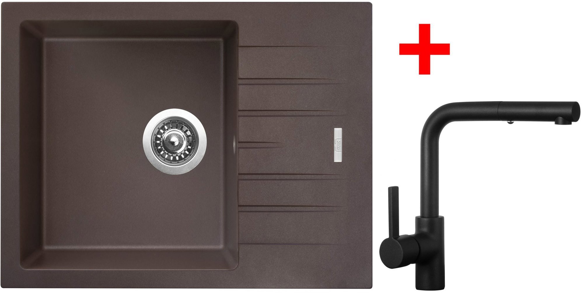 Sinks Perfecto 650 Marone + Enigma S černý matný