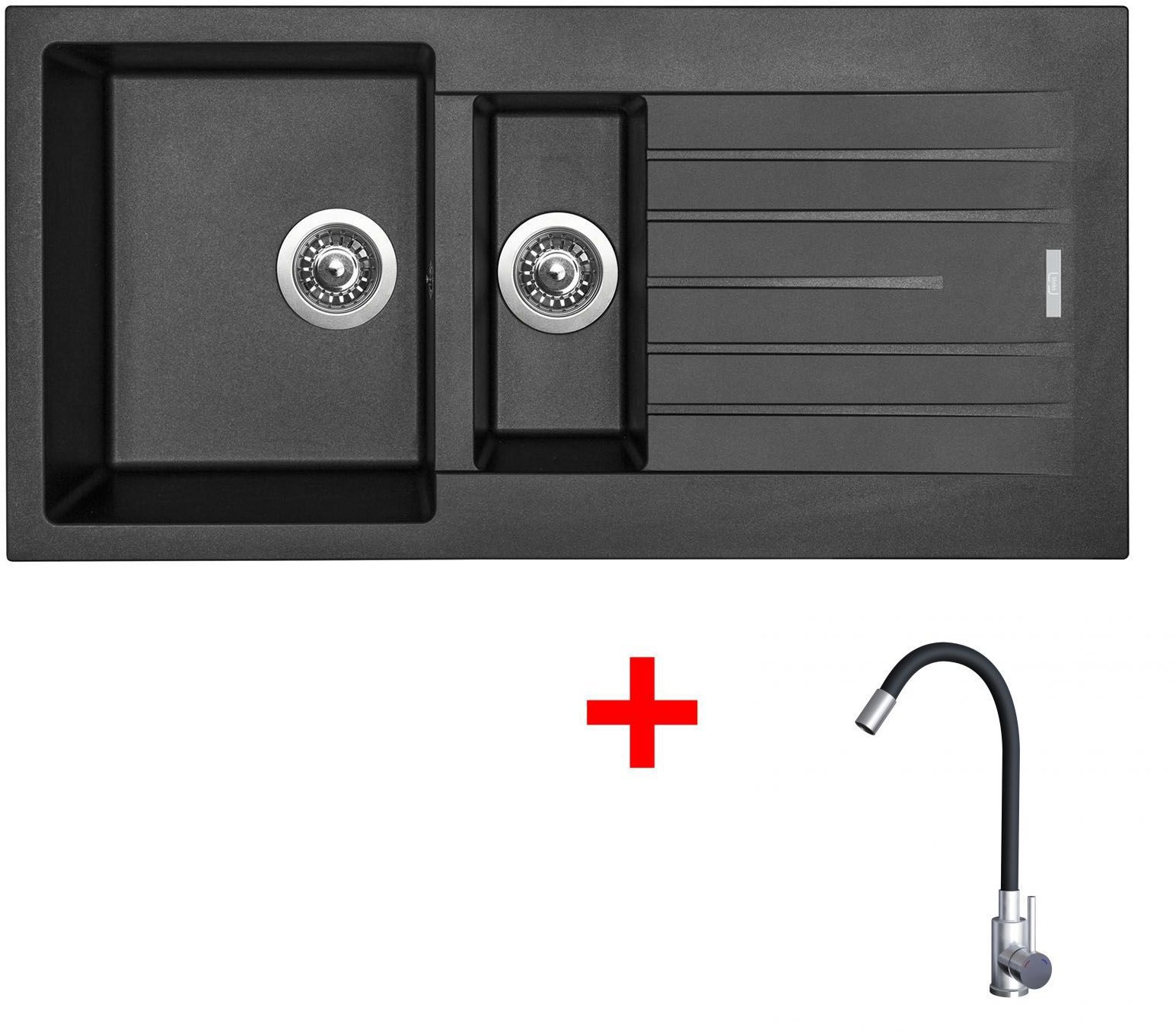 Sinks Perfecto 1000.1 Metalblack + Elasta nerez/černý
