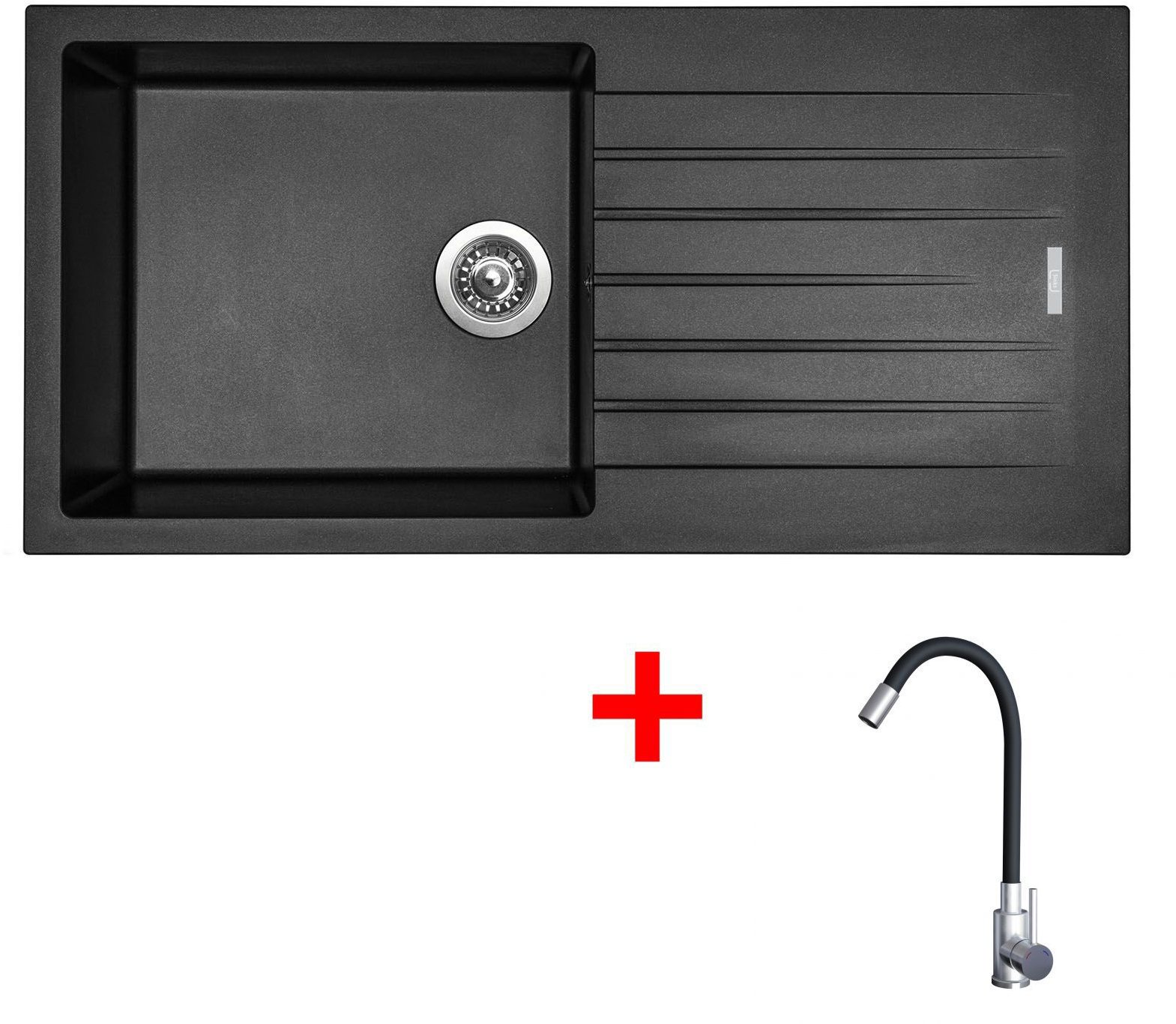 Sinks Perfecto 1000 Metalblack + Elasta nerez/černý