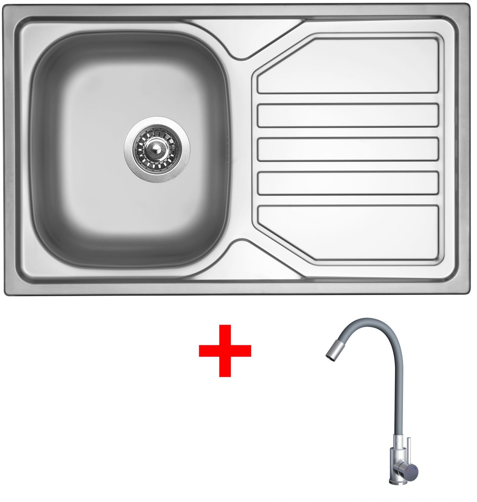 Sinks Okio 800 + Elasta nerez/šedý