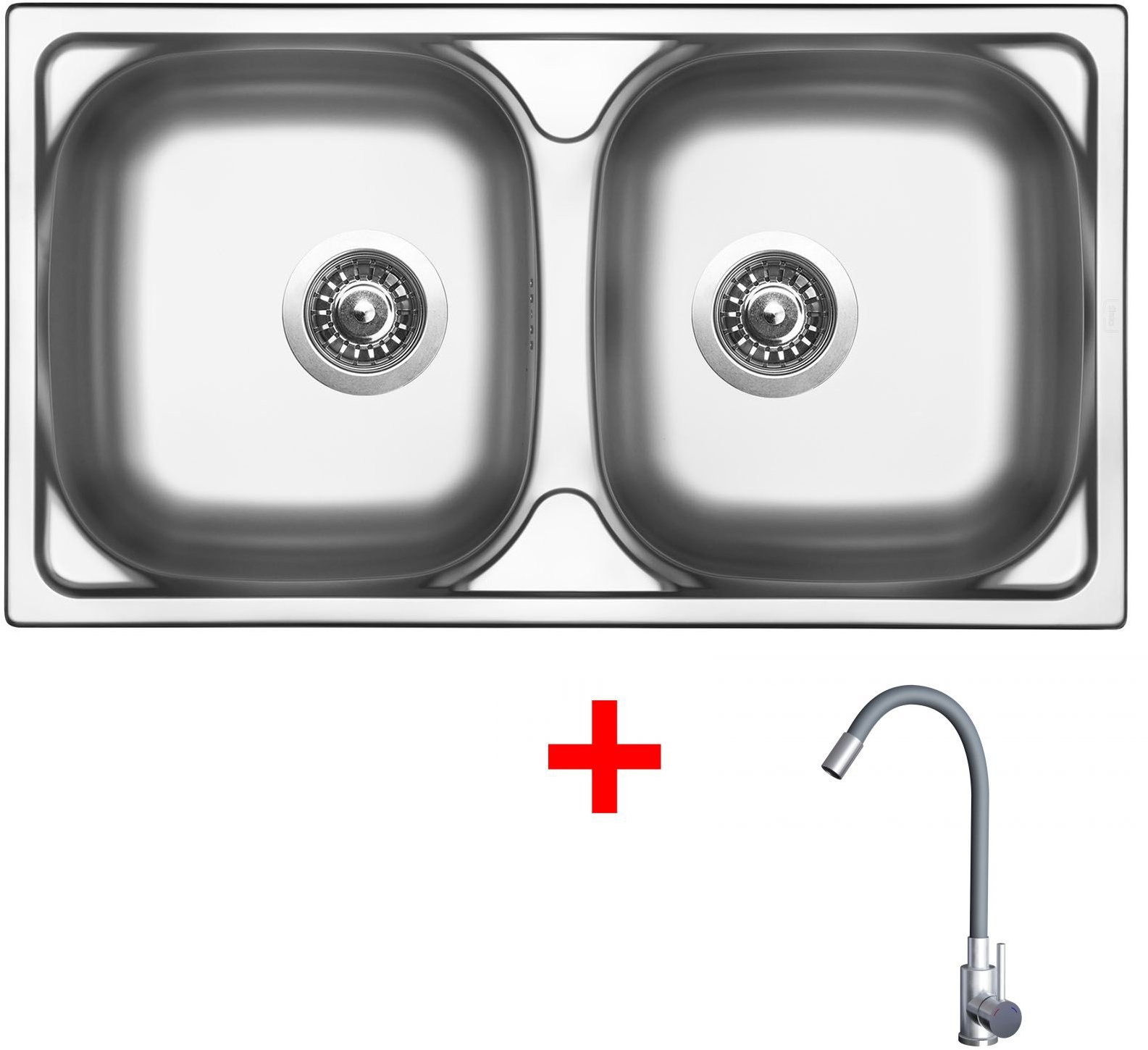 Sinks OKIO 780 DUO + ELASTA nerez/šedá