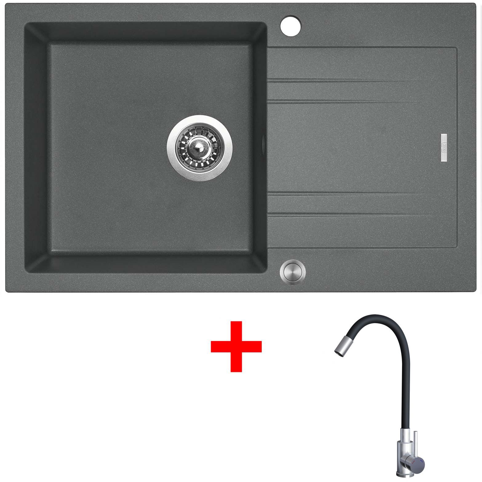 Sinks LINEA 780 XC Titanium + Elasta nerez/černá