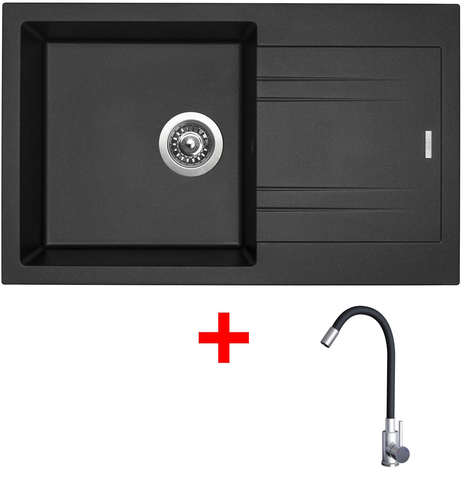 Sinks LINEA 780 Metalblack + Elasta nerez/černá