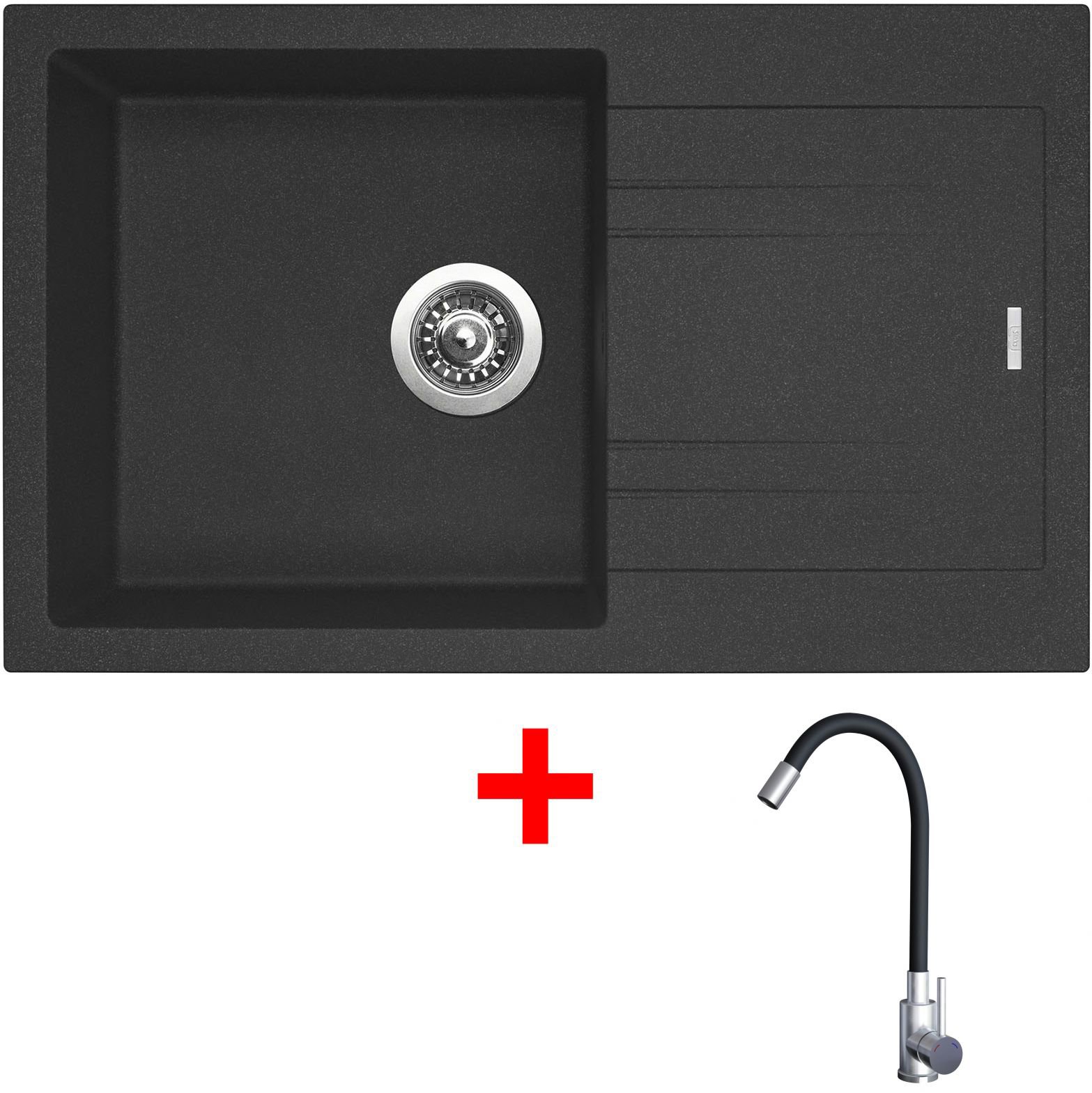 Sinks LINEA 780 Granblack + Elasta nerez/černá