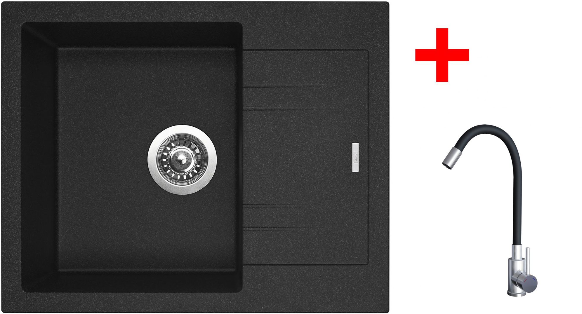 Sinks LINEA 600 Granblack + Elasta nerez/černá