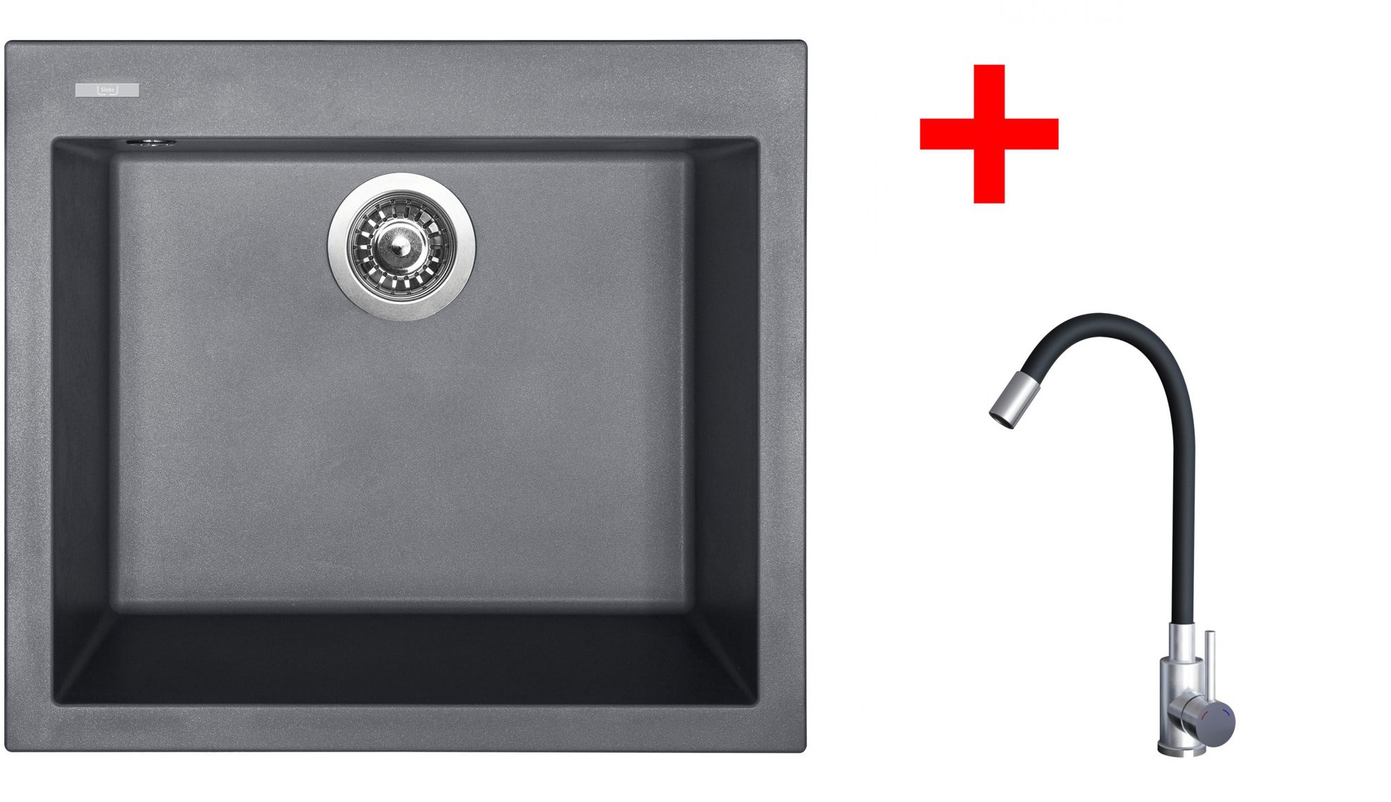 Sinks Cube 560 Titanium + Elasta nerez/černý