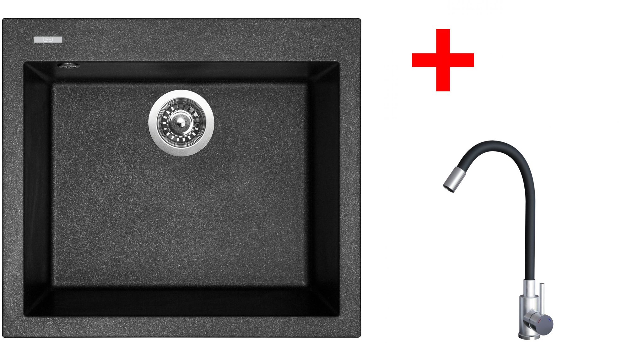 Sinks Cube 560 Metalblack + Elasta nerez/černý