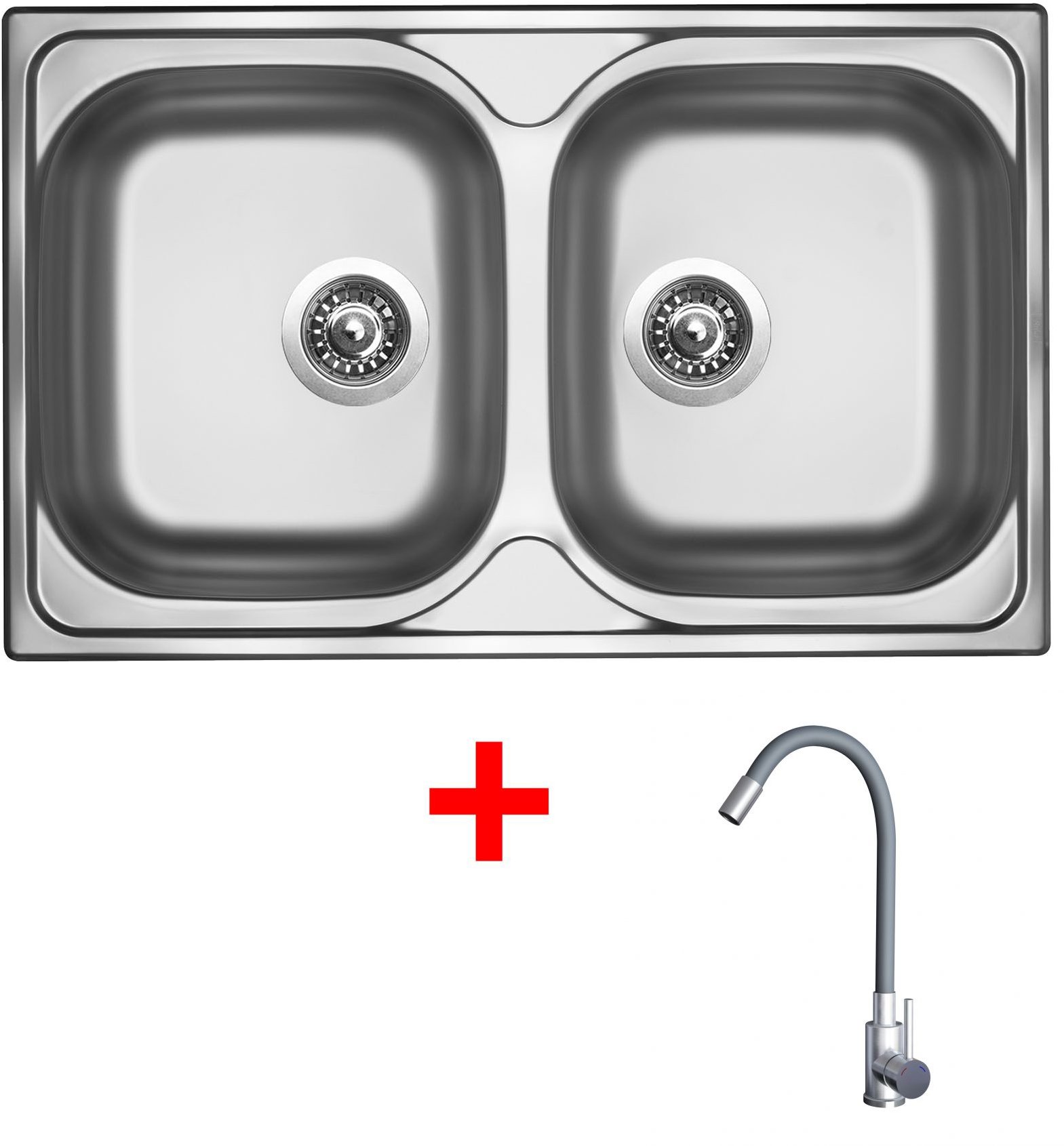 Sinks CLASSIC 800 DUO + ELASTA nerez/šedá