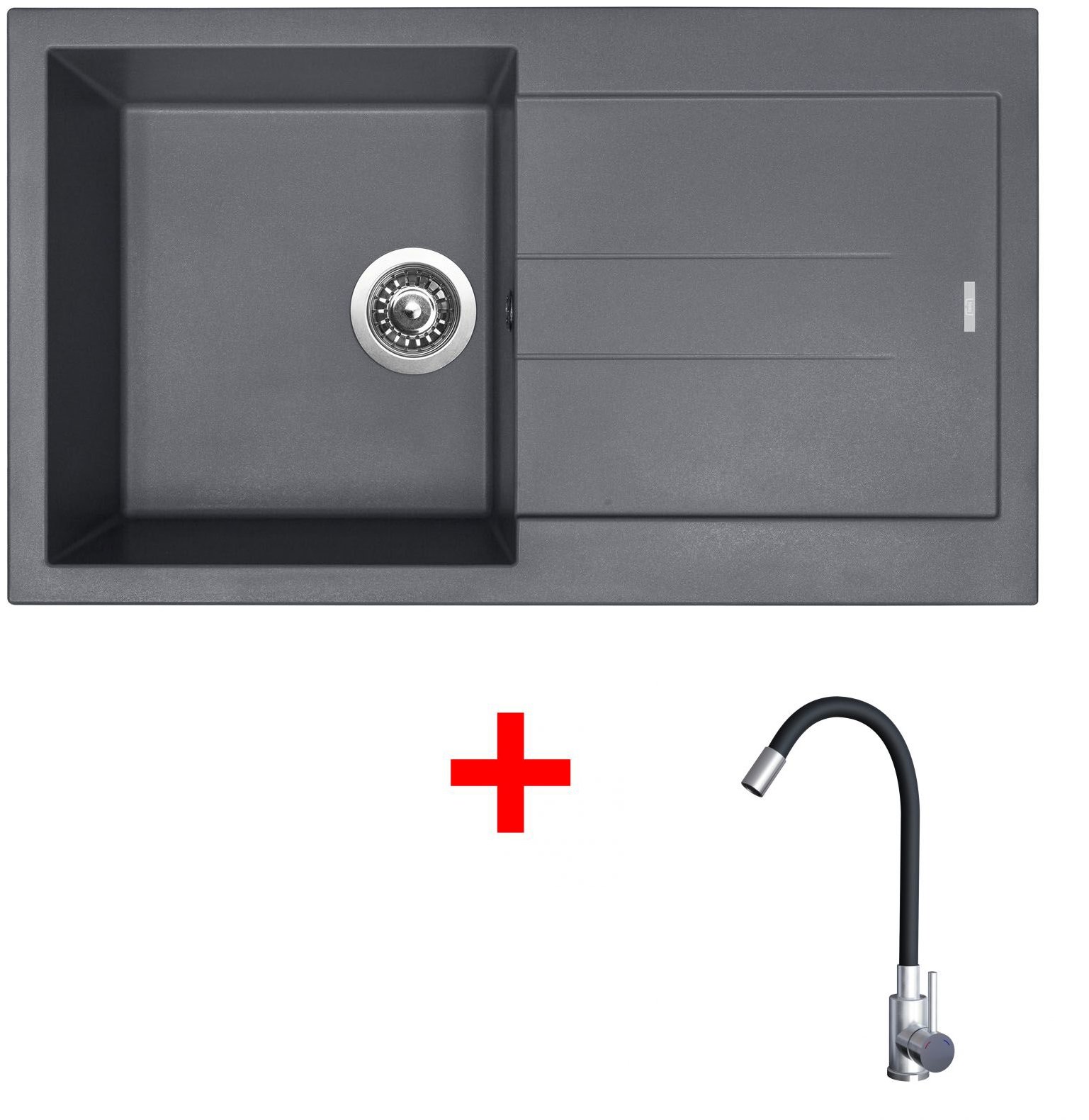 Sinks Amanda 860 Titanium + Elasta nerez/černý