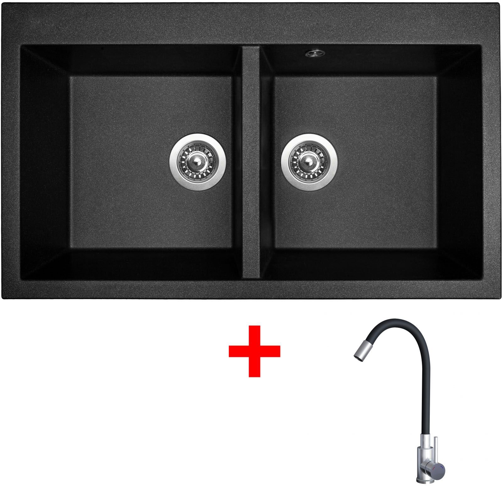 Sinks Amanda 860 Duo Metalblack + Elasta nerez/černý