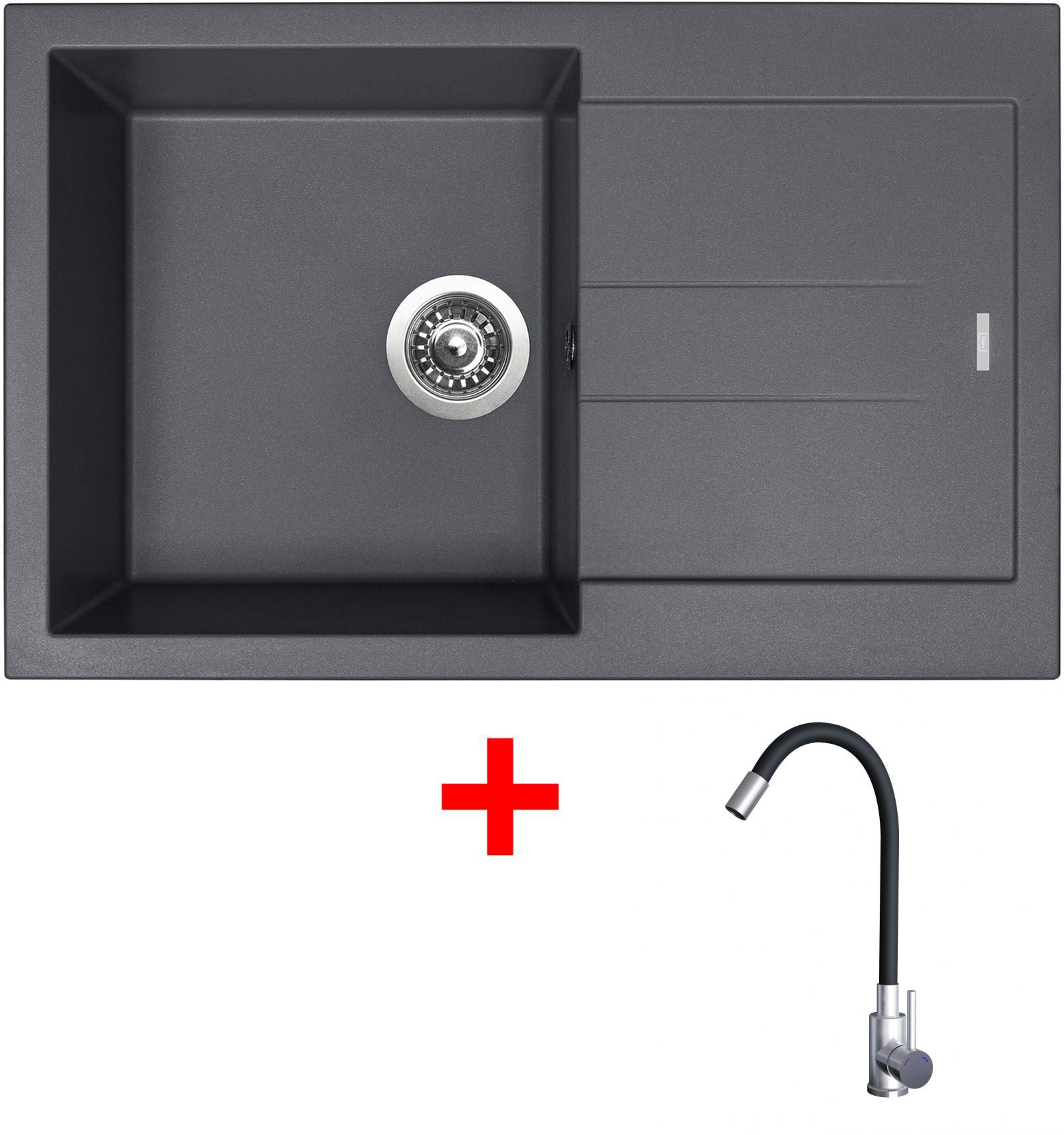 Sinks Amanda 780 Titanium + Elasta nerez/černý