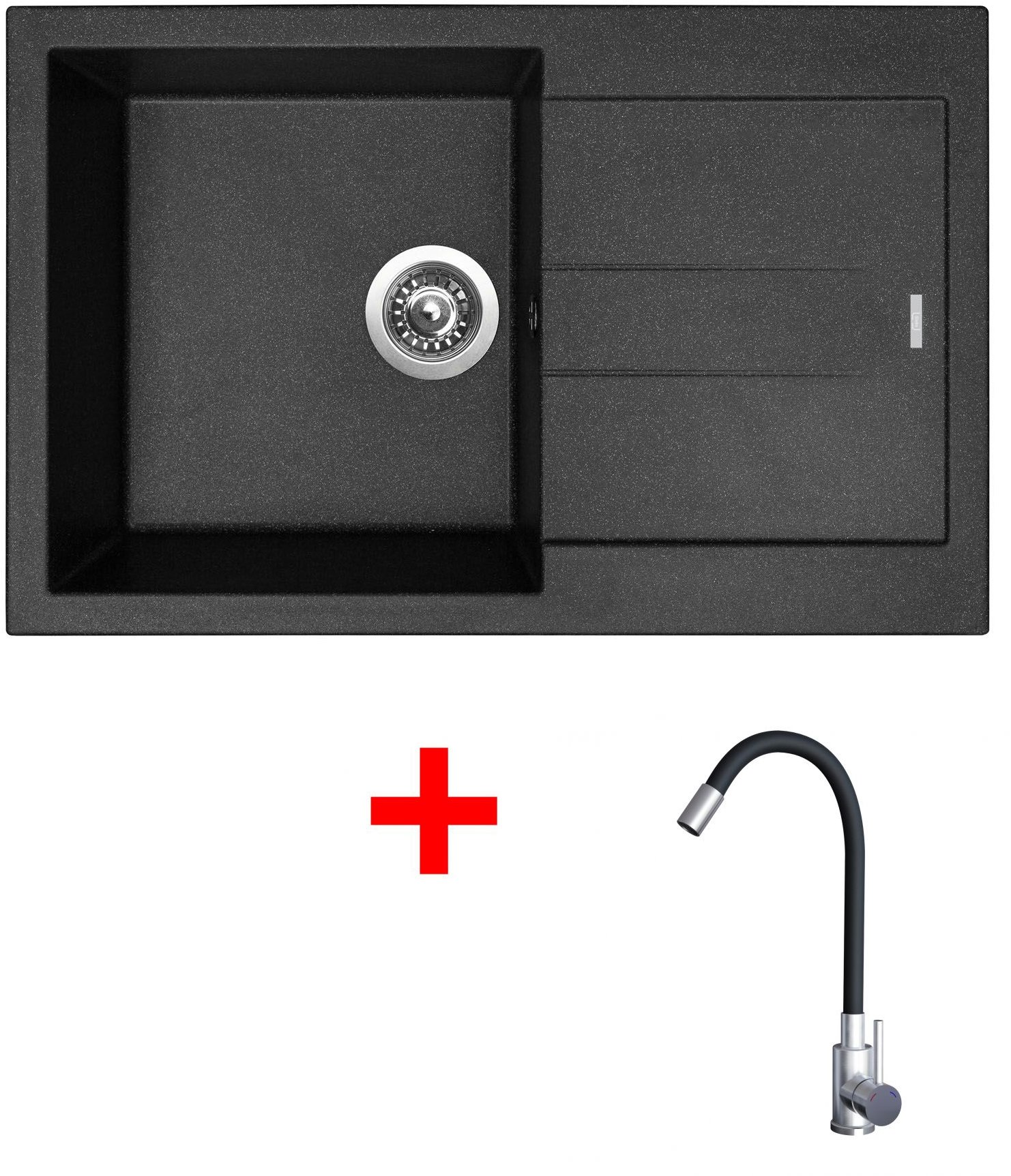 Sinks Amanda 780 Granblack + Elasta nerez/černý