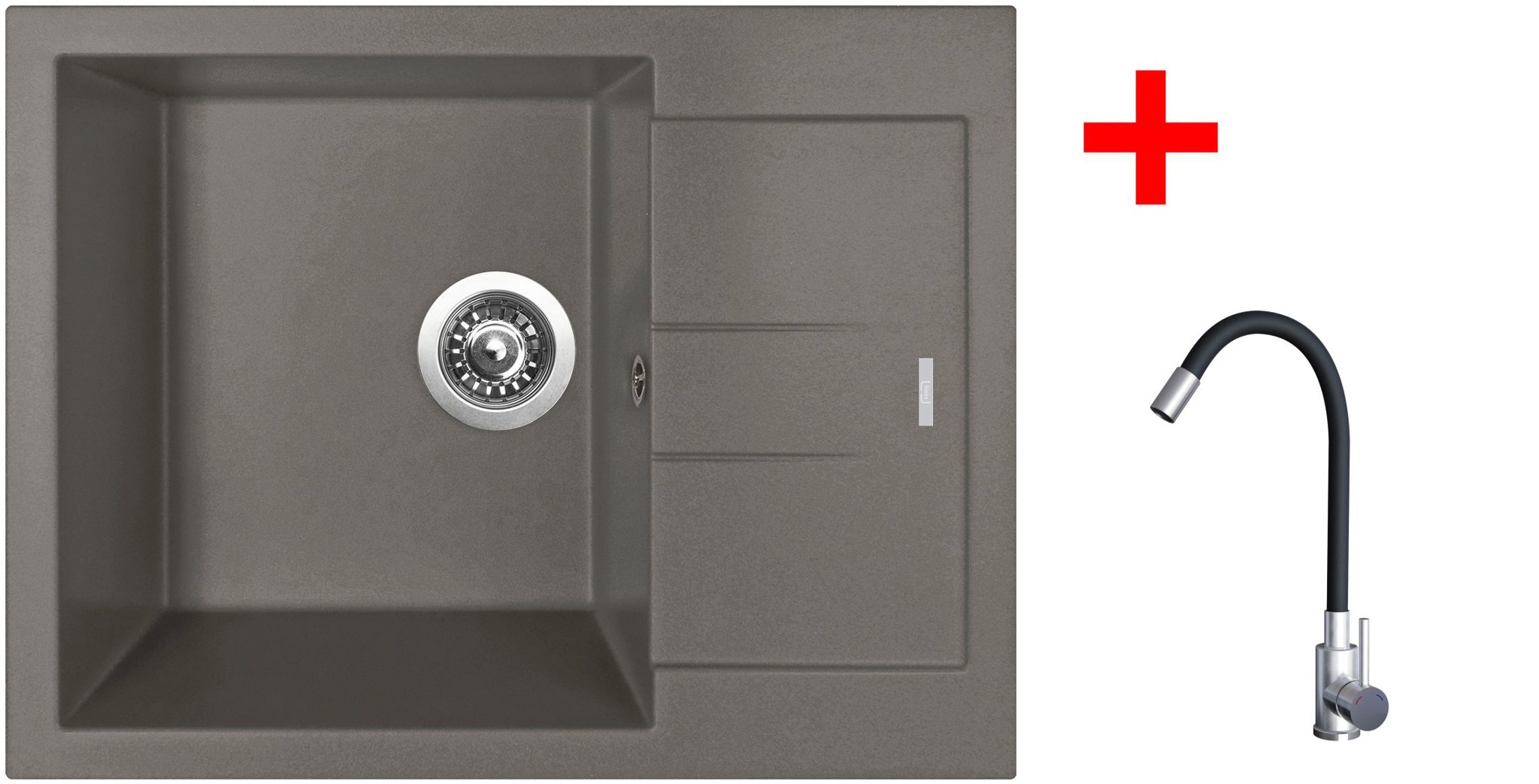 Sinks AMANDA 650 Truffle + Elasta nerez/černá