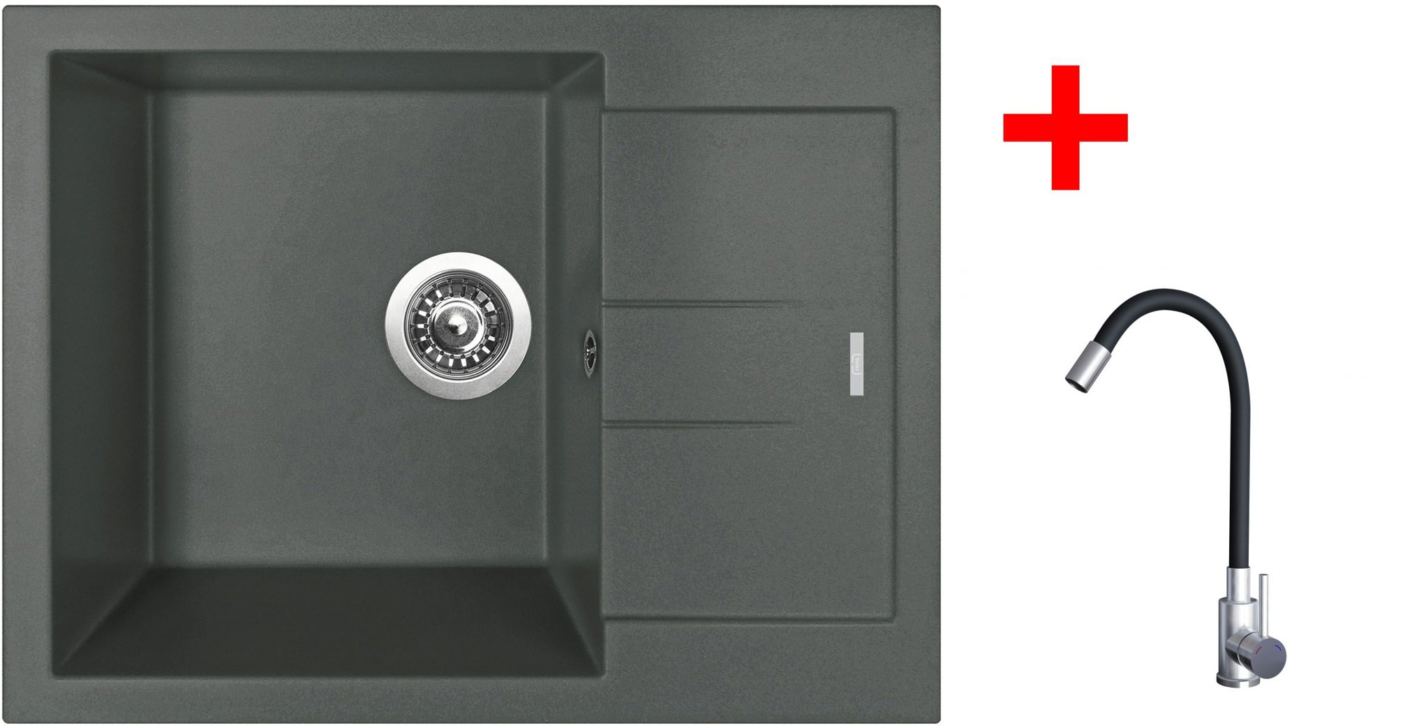 Sinks Amanda 650 Titanium + Elasta nerez/černý