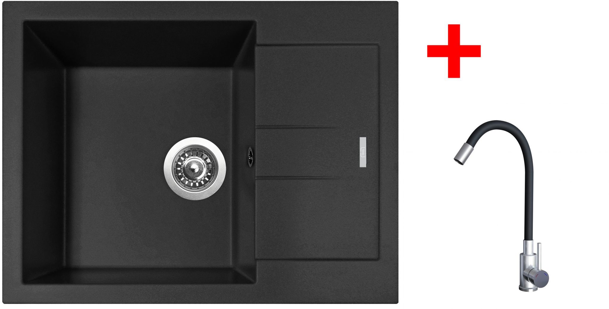Sinks Amanda 650 Pureblack + Elasta nerez/černý