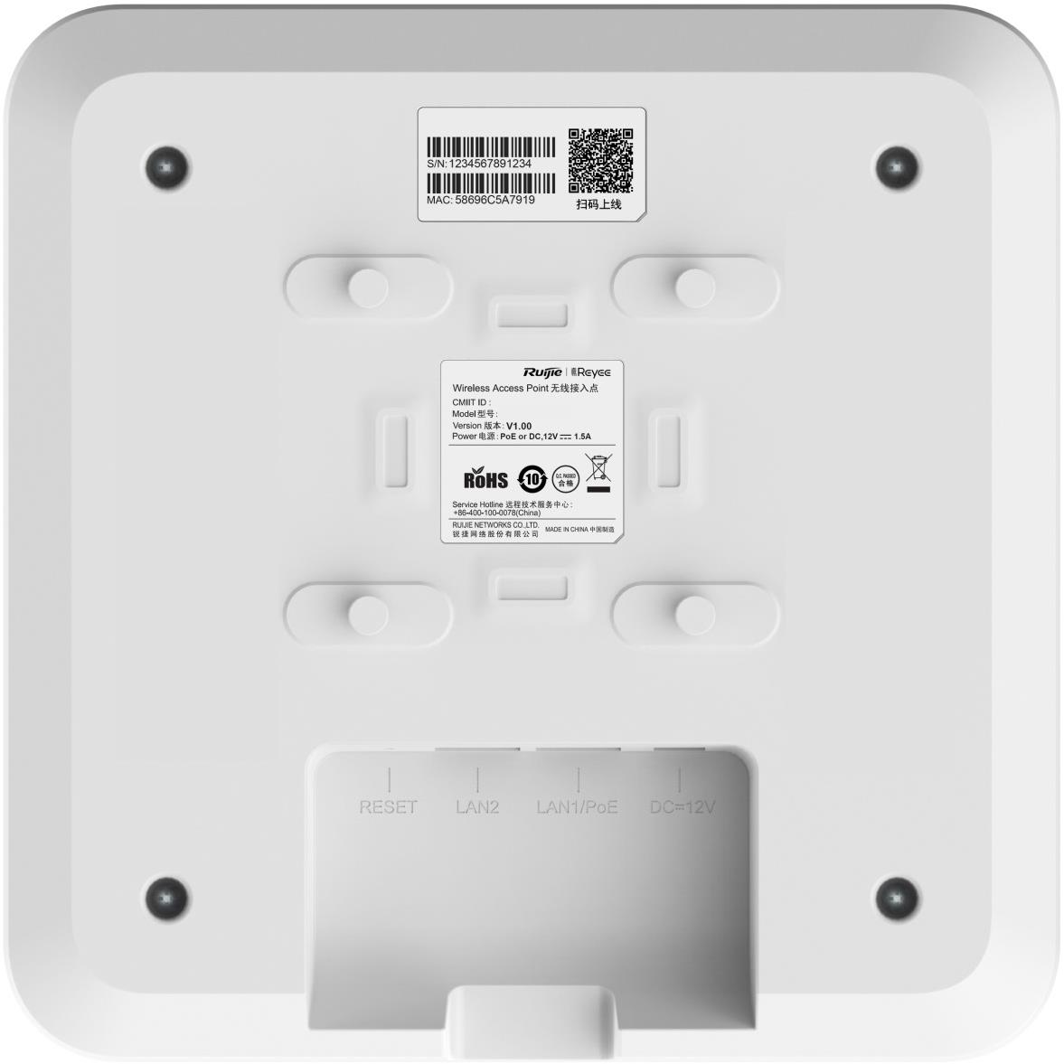 Ruijie Networks Reyee RG-RAP2260(G), Wi-Fi 6 Dual Band Ceiling Mount Access Point