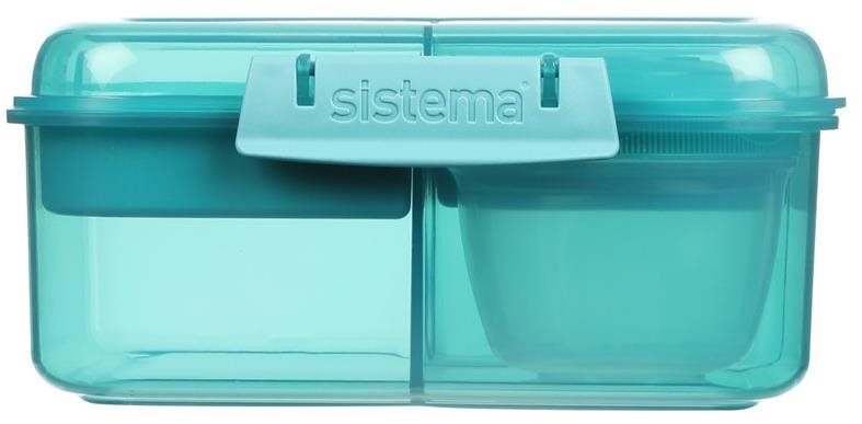 Sistema Bento Cube tříkomorová krabička s nádobou na jogurt a 2 tácky 1,25 l, zelená