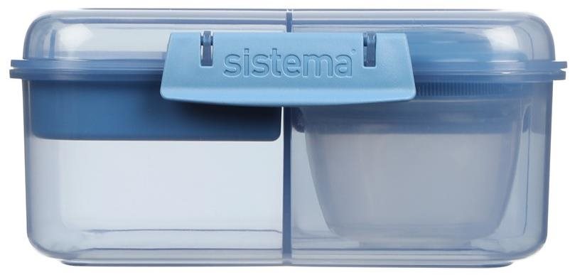 Sistema Bento Cube tříkomorová krabička s nádobou na jogurt a 2 tácky 1,25 l, modrá