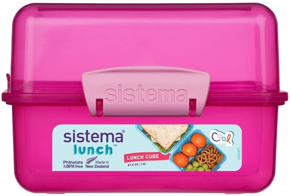 Sistema Krabička na oběd s 2 oddíly 1,4 l, růžová