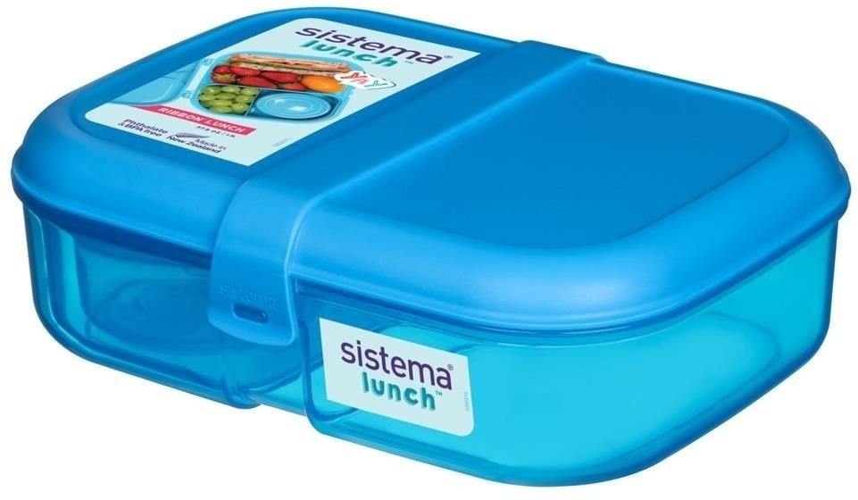Tříkomorová krabička na oběd SISTEMA Ribbon Lunch To Go s nádobou na jogurt 1,1 l, modrá