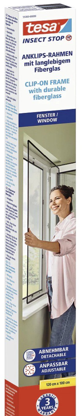 TESA Clip-on rám se sítí proti hmyzu na okno, černá