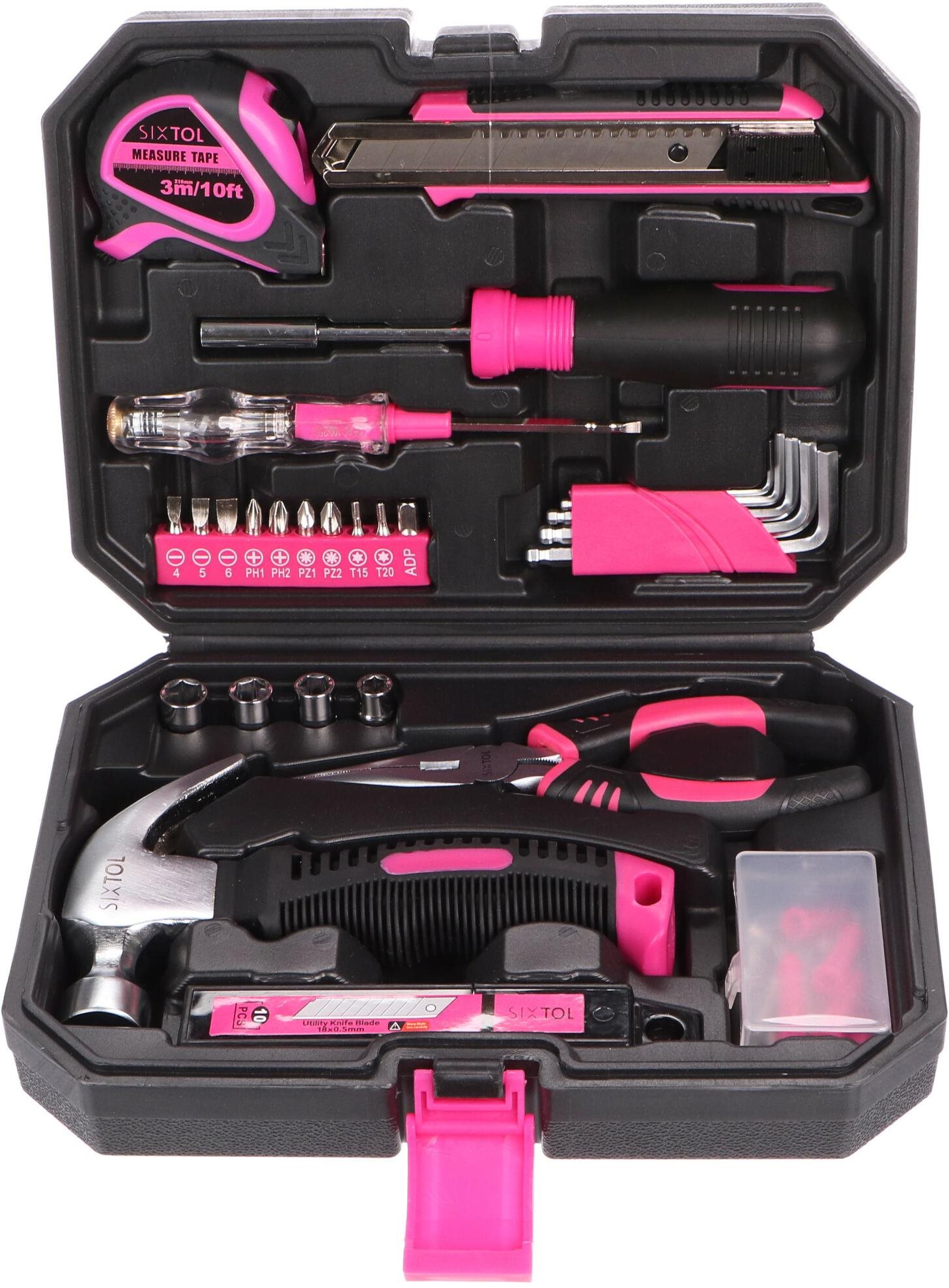 SIXTOL Sada nářadí HOME PINK 66