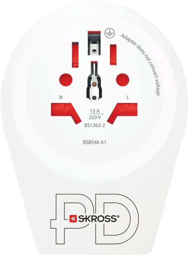 SKROSS cestovní adaptér Europe USB A+C 20W pro cizince v ČR, typ E/F