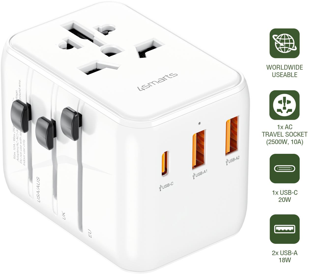 4smarts World Travel Adapter Nomad 20W white